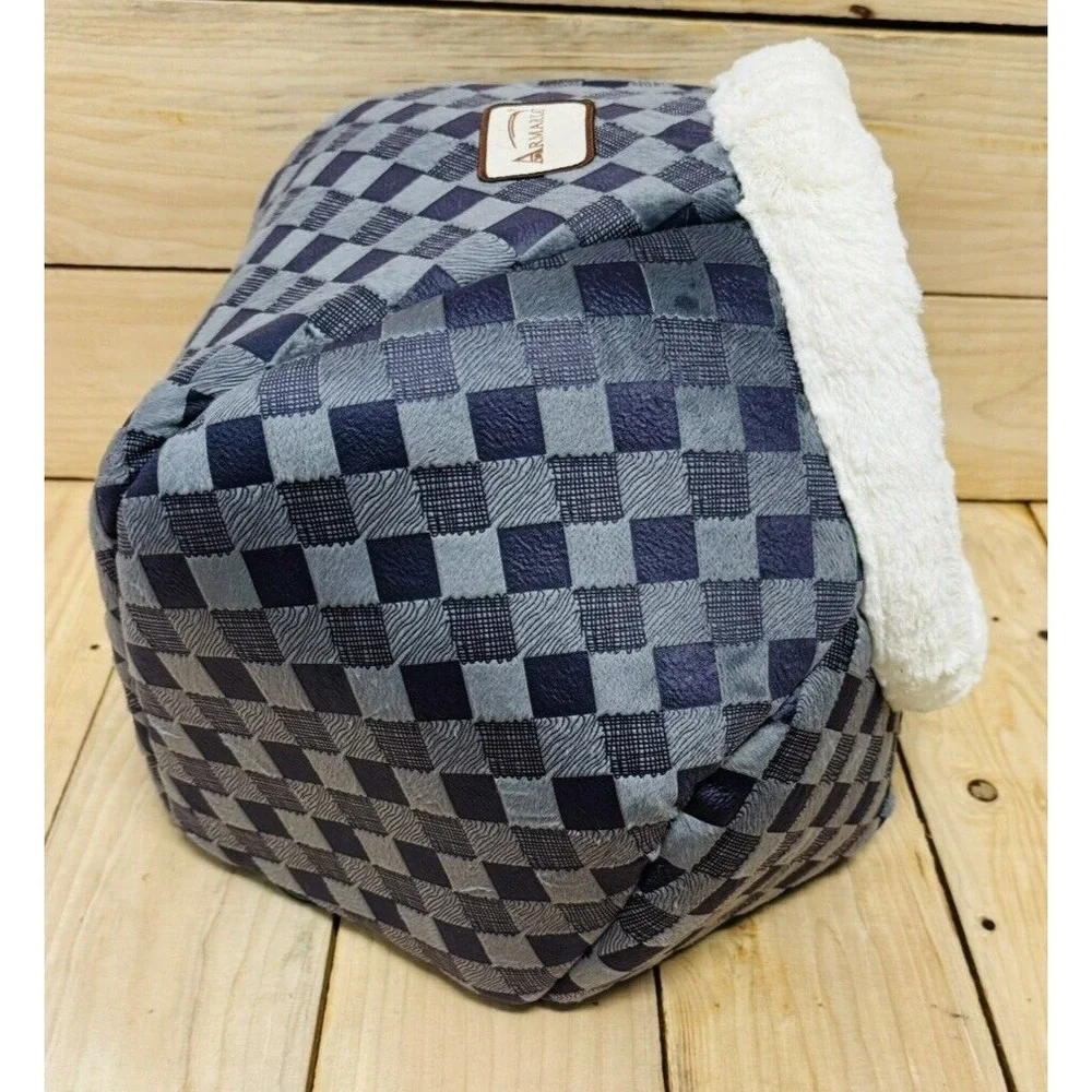 Armarkat‎ Cuddle Cave Dog Cat Pet Bed Purple Checkered Small